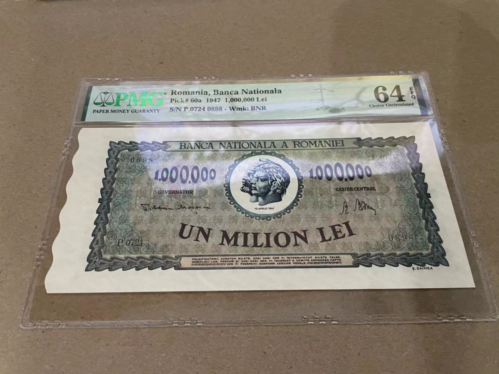 【Blue Auction】✨世界纸币精拍第213期 【精】 罗马尼亚 1947年100万累 PMG64EPQ