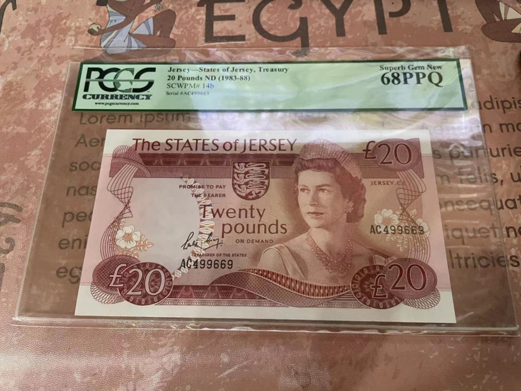 【Blue Auction】✨世界纸币精拍第213期 【精】 泽西 1976-88年20镑 PCGS68EPQ绿标 超高分 高冠女王