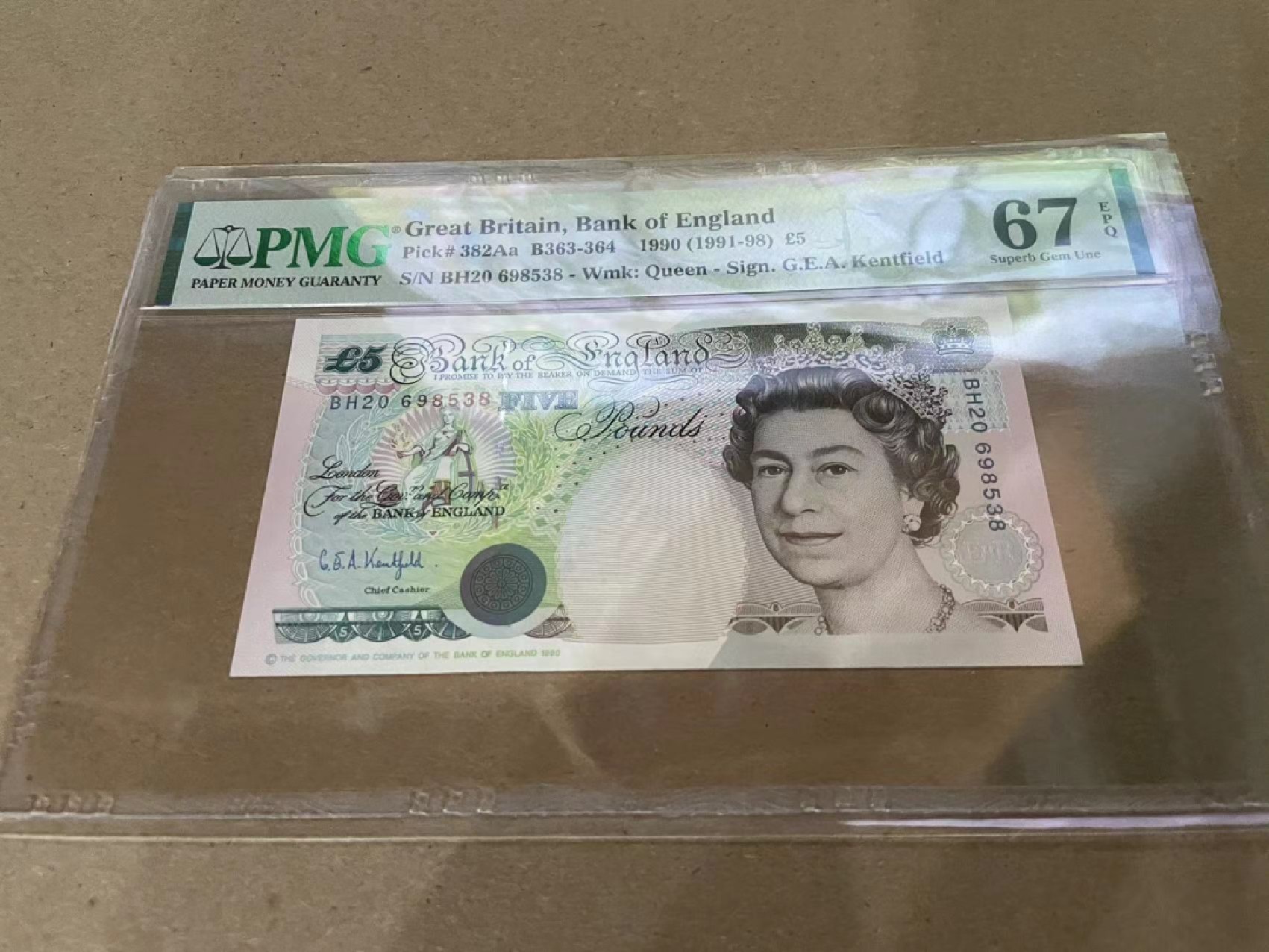 【Blue Auction】✨世界纸币精拍第213期 【精】 【无47】英国 1990年5镑 PMG67EPQ 皇冠版