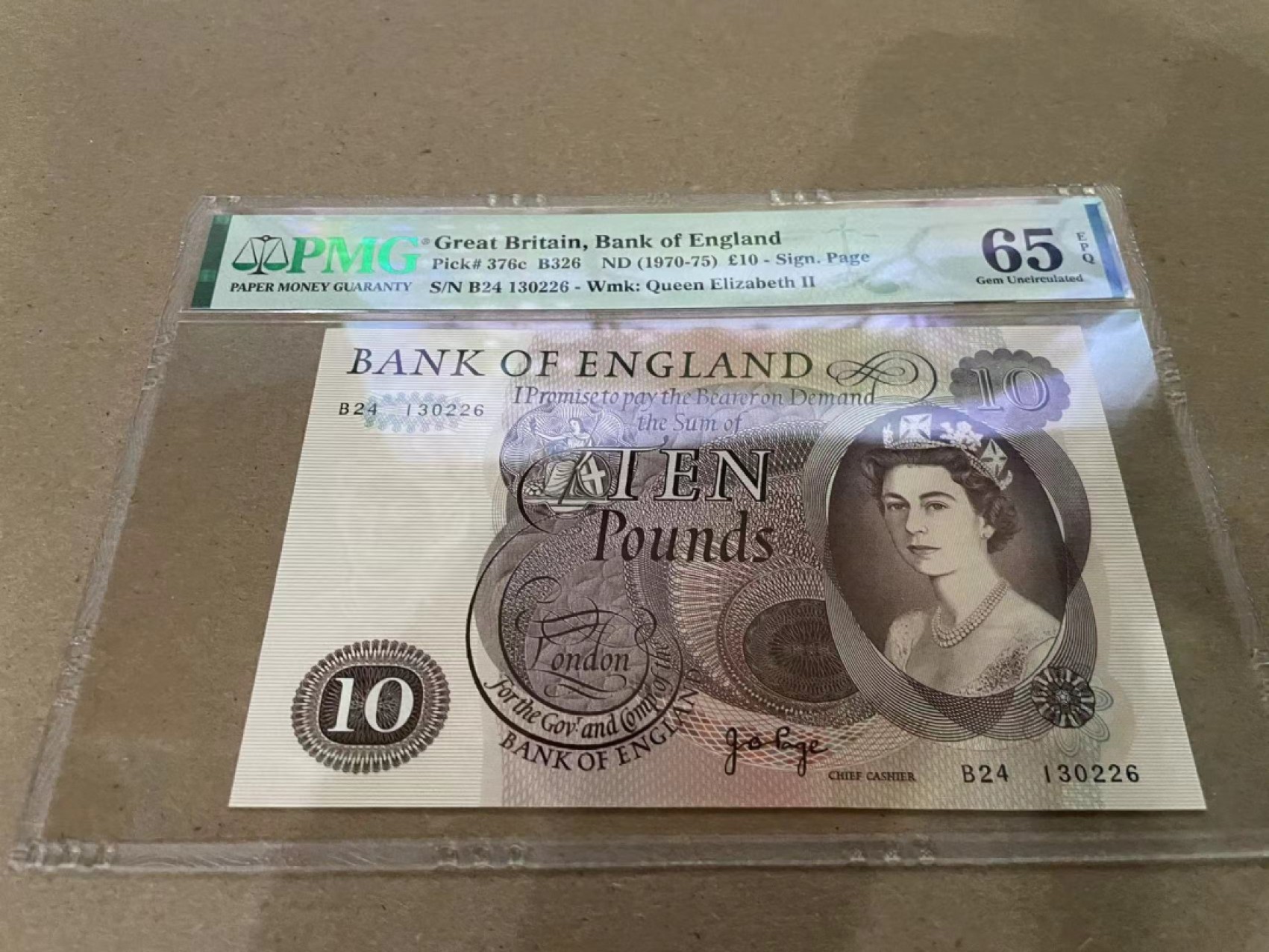【Blue Auction】✨世界纸币精拍第213期 【精】 【无47】英国 1970-75年10镑 PMG65EPQ 