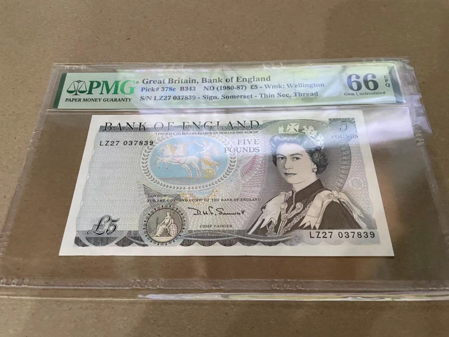 【Blue Auction】✨世界纸币精拍第213期 【精】 英国 1980-87年5镑 PMG66EPQ 