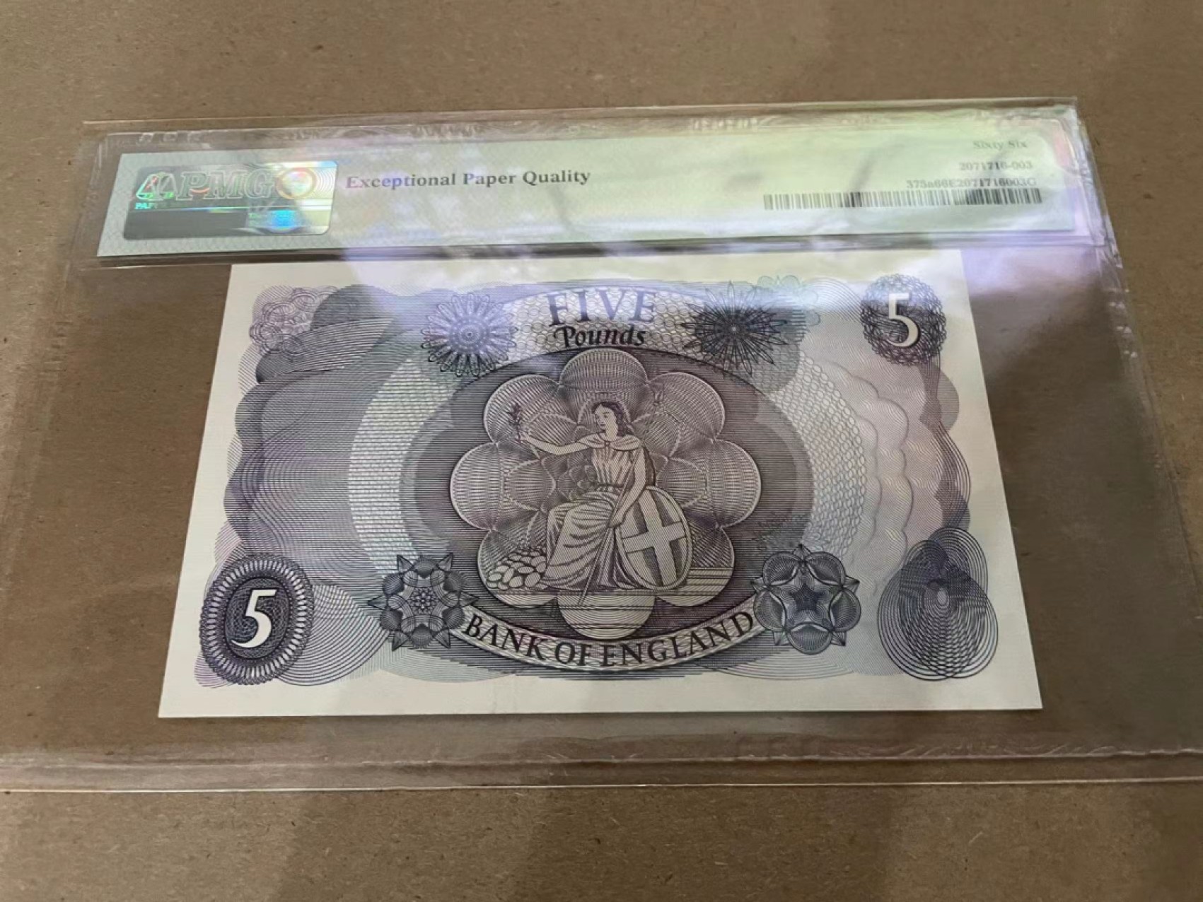 【Blue Auction】✨世界纸币精拍第213期 【精】 英国 1963-66年5镑 PMG66EPQ 