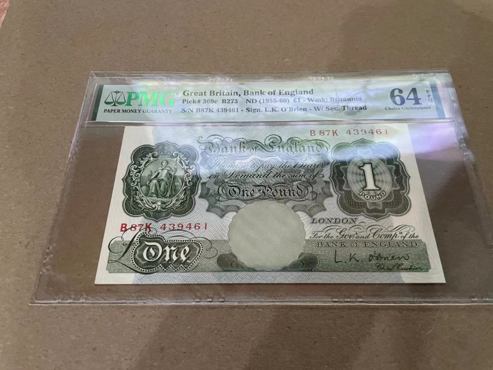 【Blue Auction】✨世界纸币精拍第213期 【精】 英国 1955-60年1镑 PMG64EPQ 