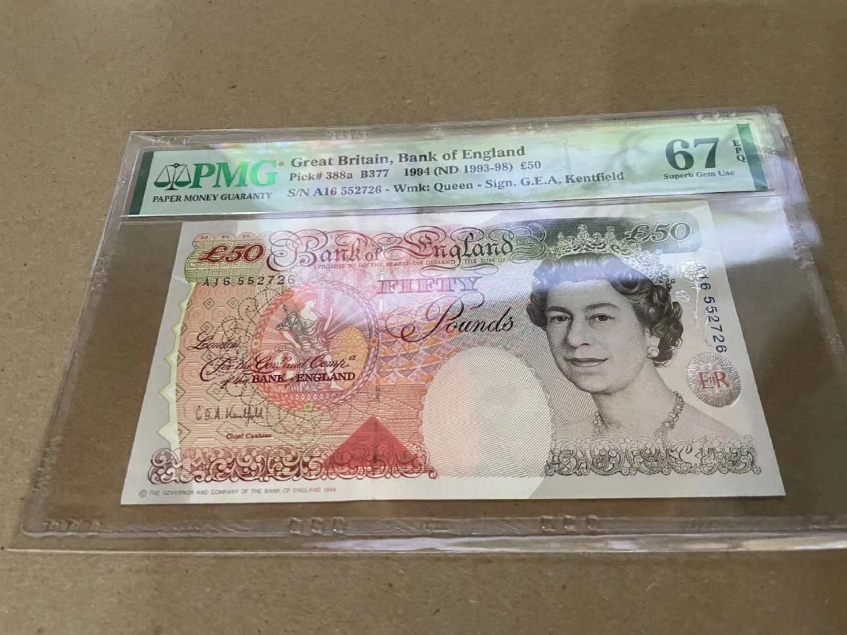 【Blue Auction】✨世界纸币精拍第213期 【精】 英国 1994年50镑 PMG67EPQ 