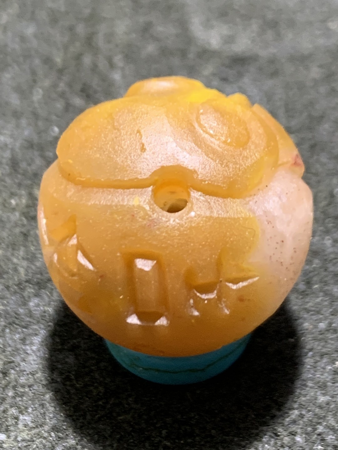 精美亚光战国红玛瑙雕刻吉祥如意单珠一颗！