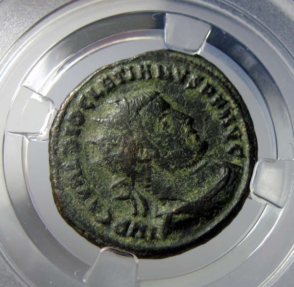 古罗马铜币,戴克里先,1安东尼安,AD284-305,约21.5mm,3.28g,自打标签盒子R3716jx