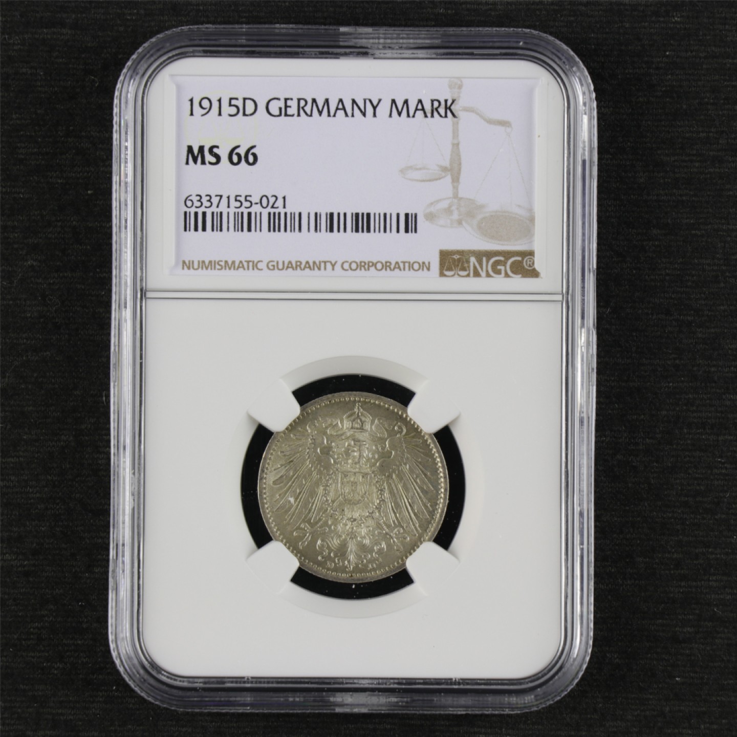 【亘邦集藏】第125期拍卖 1915年 德国硬币1马克 NGC MS 66 6337155-021