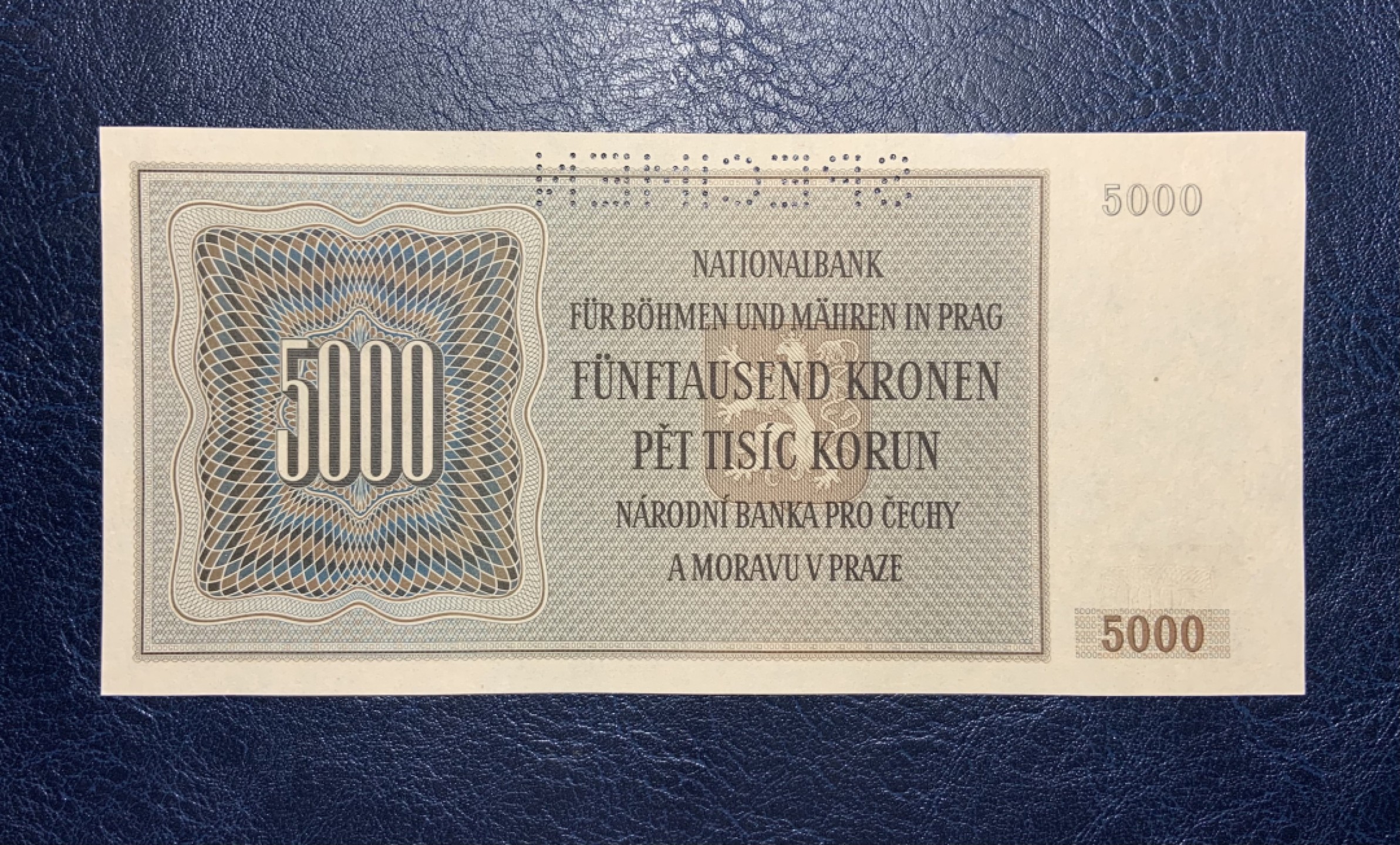 收藏联盟Quantum Auction 第184期拍卖(已更新) 波西米亚和摩拉维亚1944年5000克朗样票 品相全新UNC