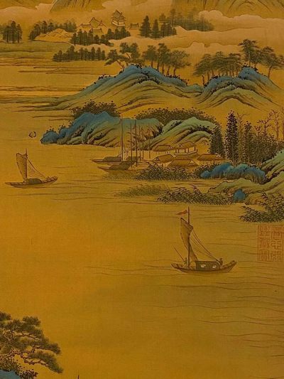 仇英绢本山水立轴 仇英绢本山水立轴