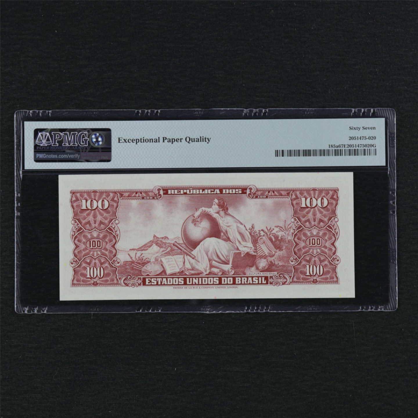 【亘邦集藏】第125期拍卖 1966-67年 巴西10Centavos on 100Cruzeiros PMG 67EPQ 068680