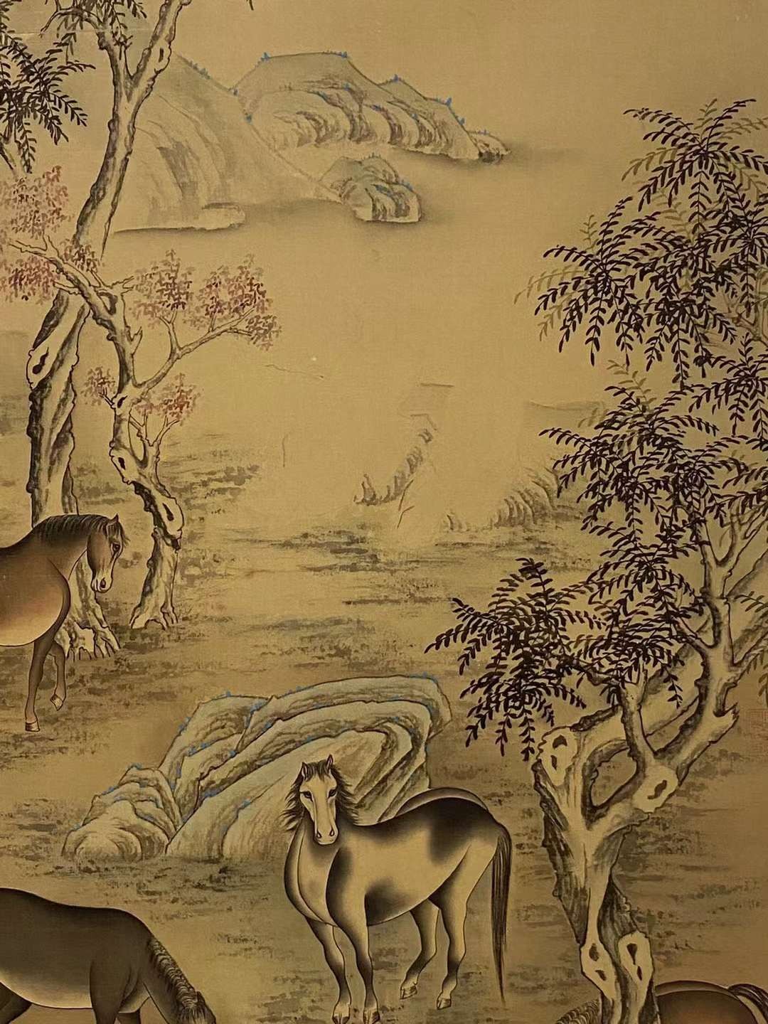 郎士宁绢本八骏图立轴