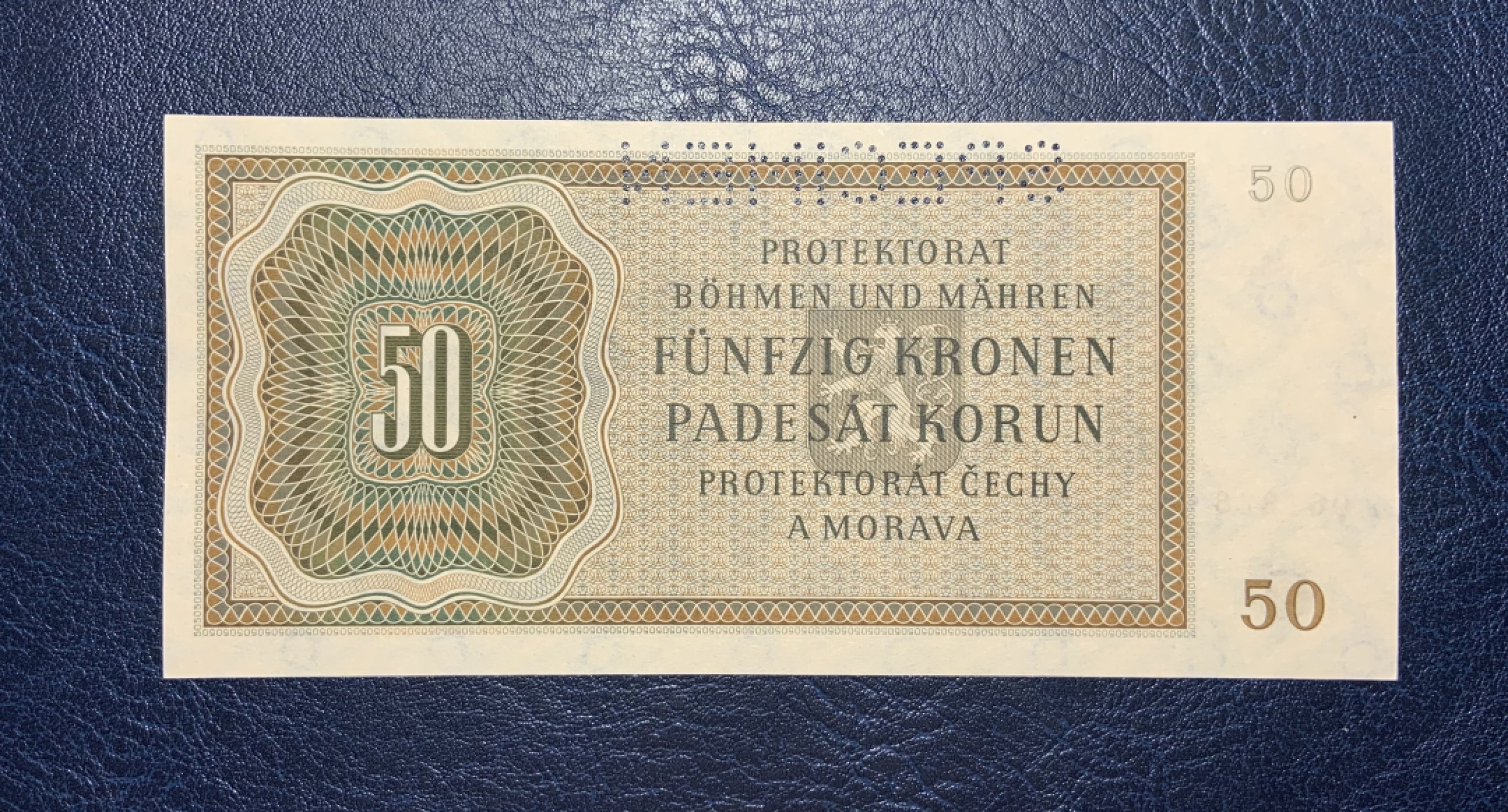收藏联盟Quantum Auction 第184期拍卖(已更新) 波西米亚和摩拉维亚1944年50克朗样票 品相全新UNC