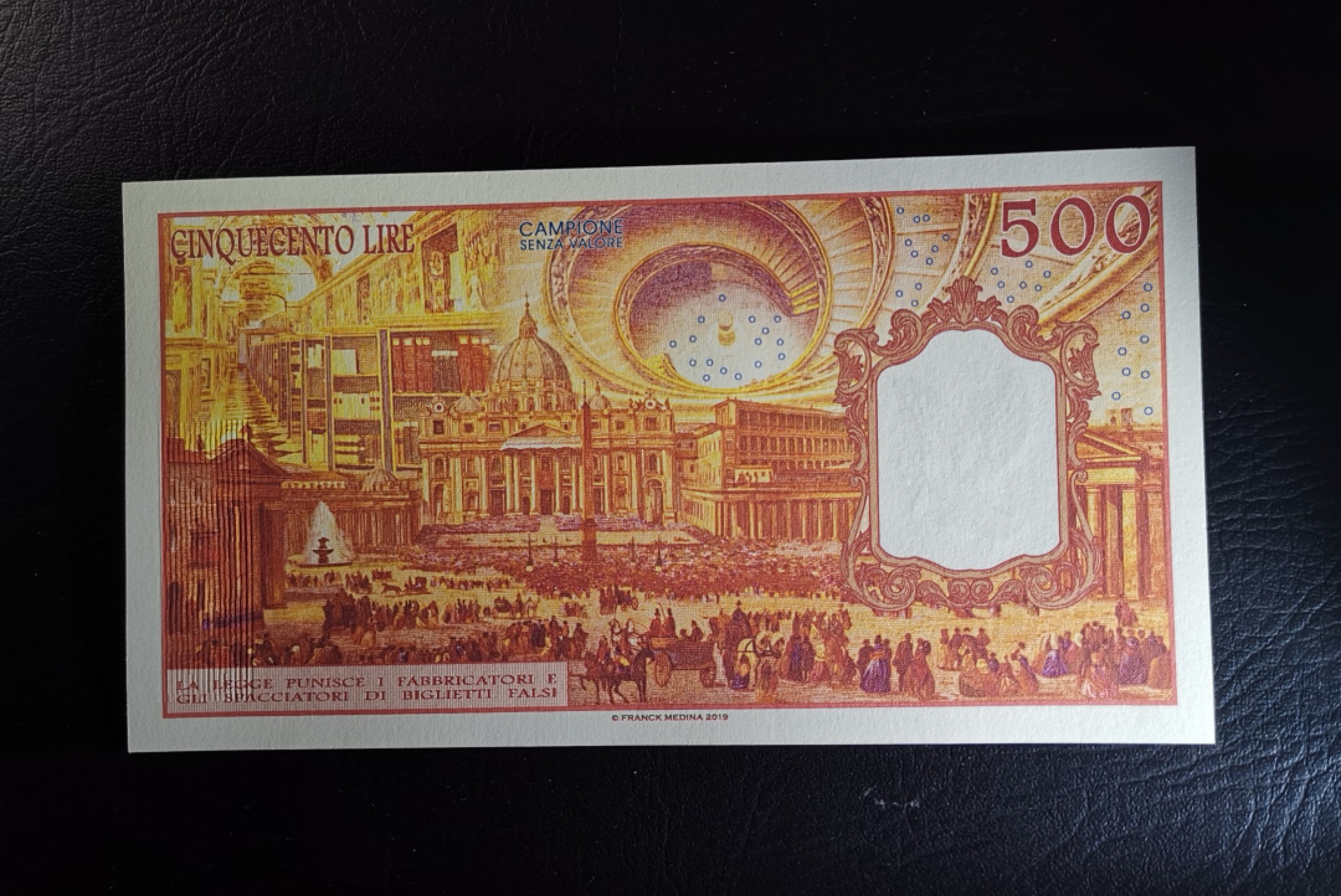 《张总收藏》68期——冠军分 (3张一组)梵蒂冈100/500/1000里拉UNC 稀少测试钞 纪念教皇方济各 实物非常精美