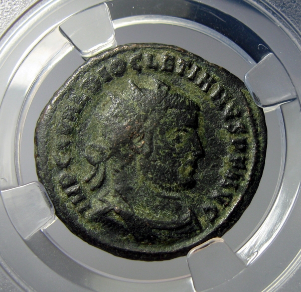 古罗马铜币,戴克里先,1安东尼安,AD284-305,约21.5mm,3.28g,自打标签盒子R3716jx