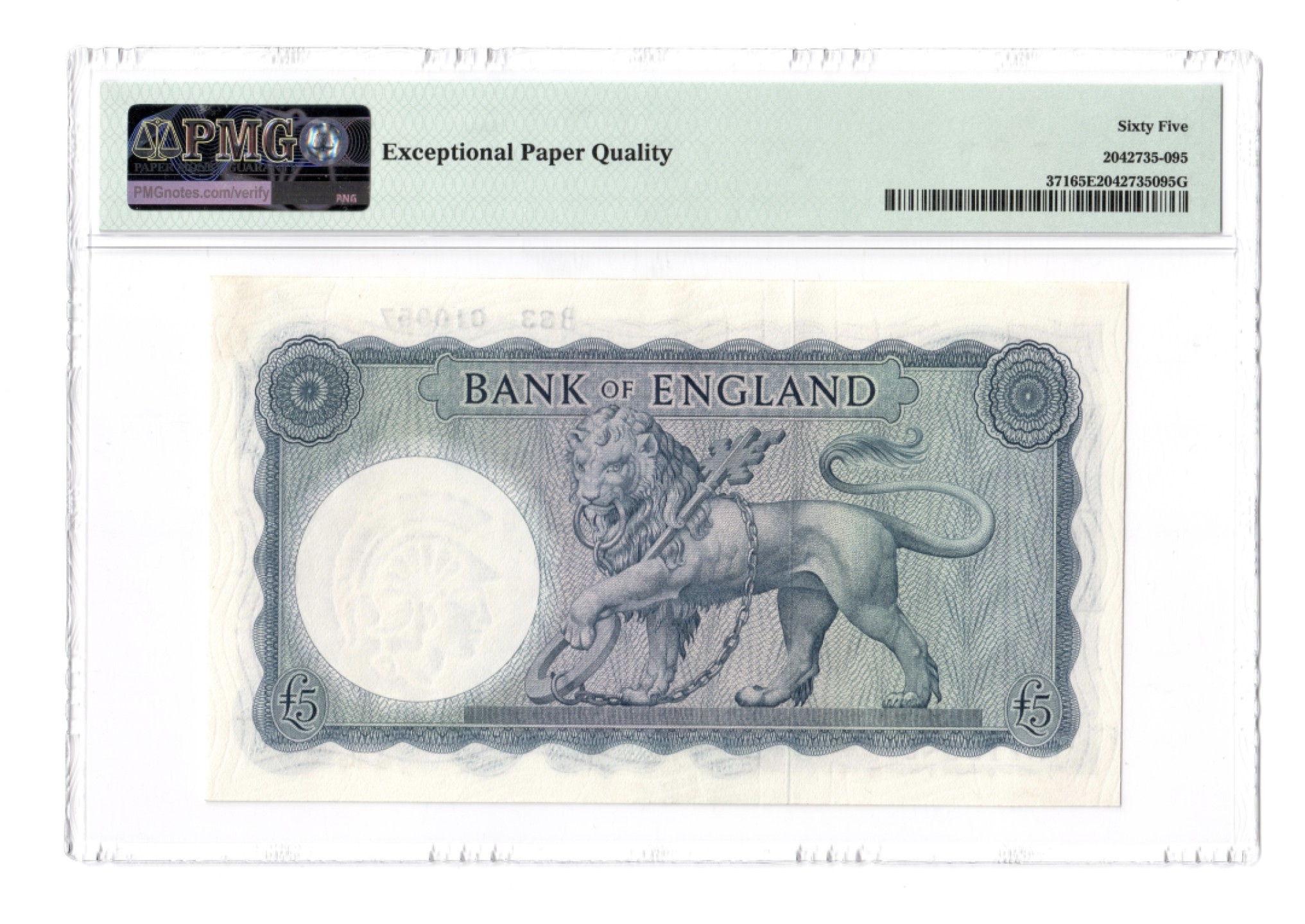 收藏联盟Quantum Auction 第184期拍卖(已更新) 英国1957-1967年5镑 PMG65 雄狮守金库