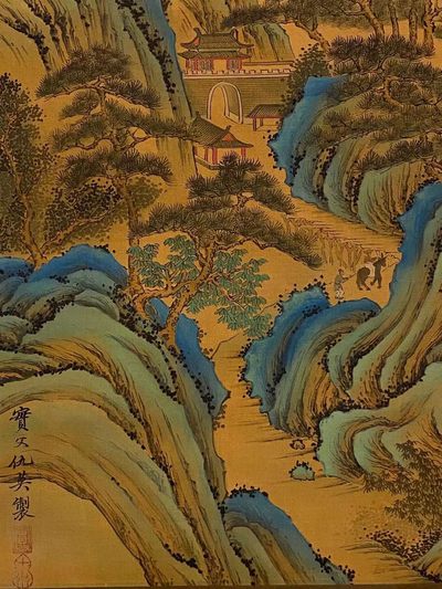 仇英绢本山水立轴 仇英绢本山水立轴