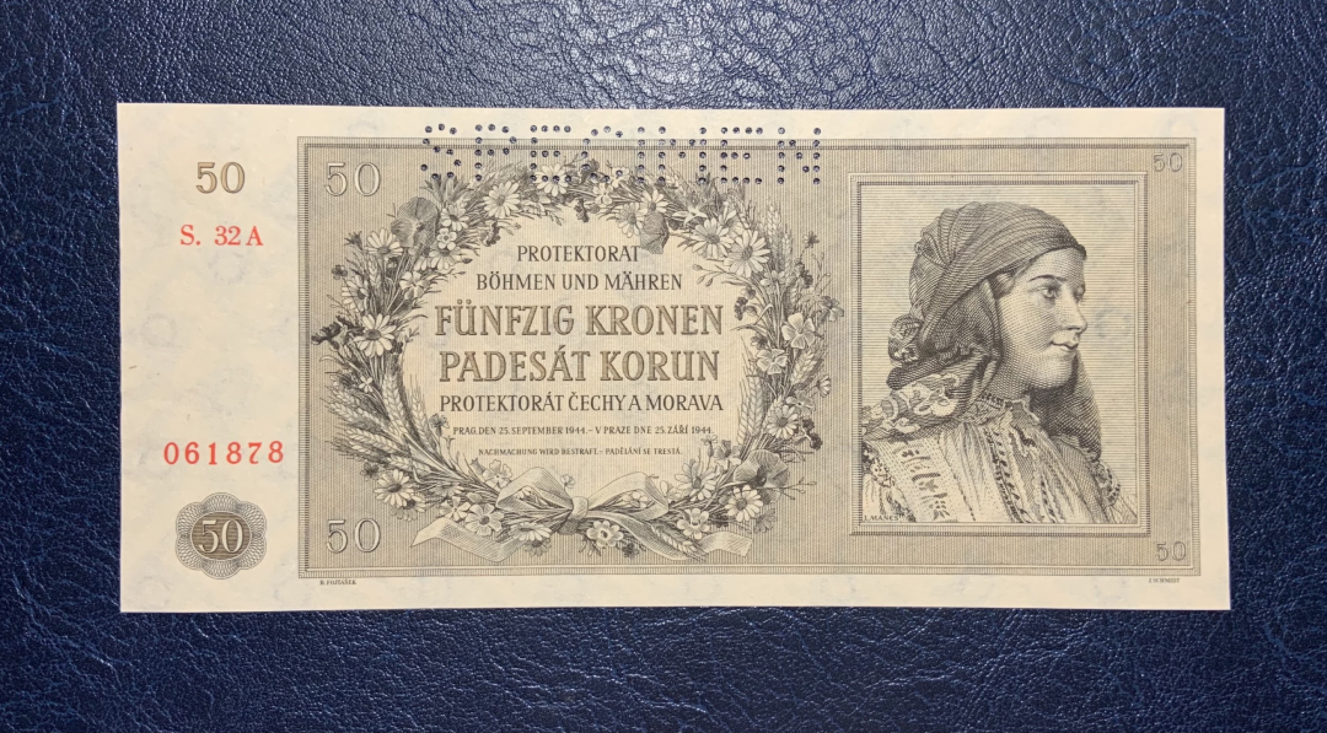 收藏联盟Quantum Auction 第184期拍卖(已更新) 波西米亚和摩拉维亚1944年50克朗样票 品相全新UNC