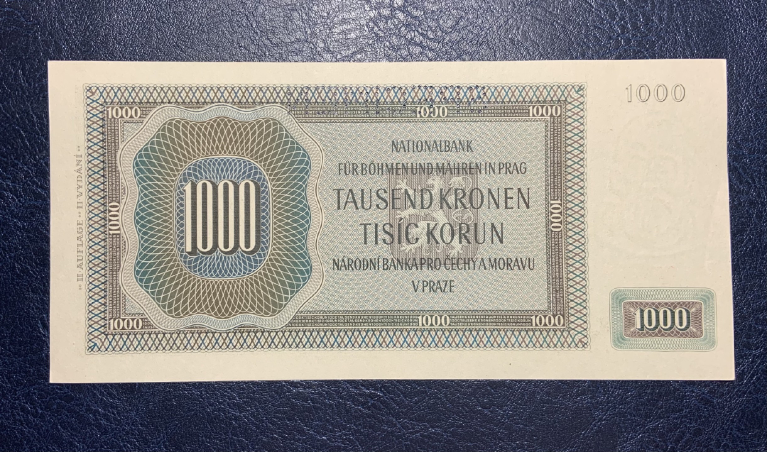 收藏联盟Quantum Auction 第184期拍卖(已更新) 波西米亚和摩拉维亚1942年1000克朗样票 品相全新UNC 建筑师彼得帕勒