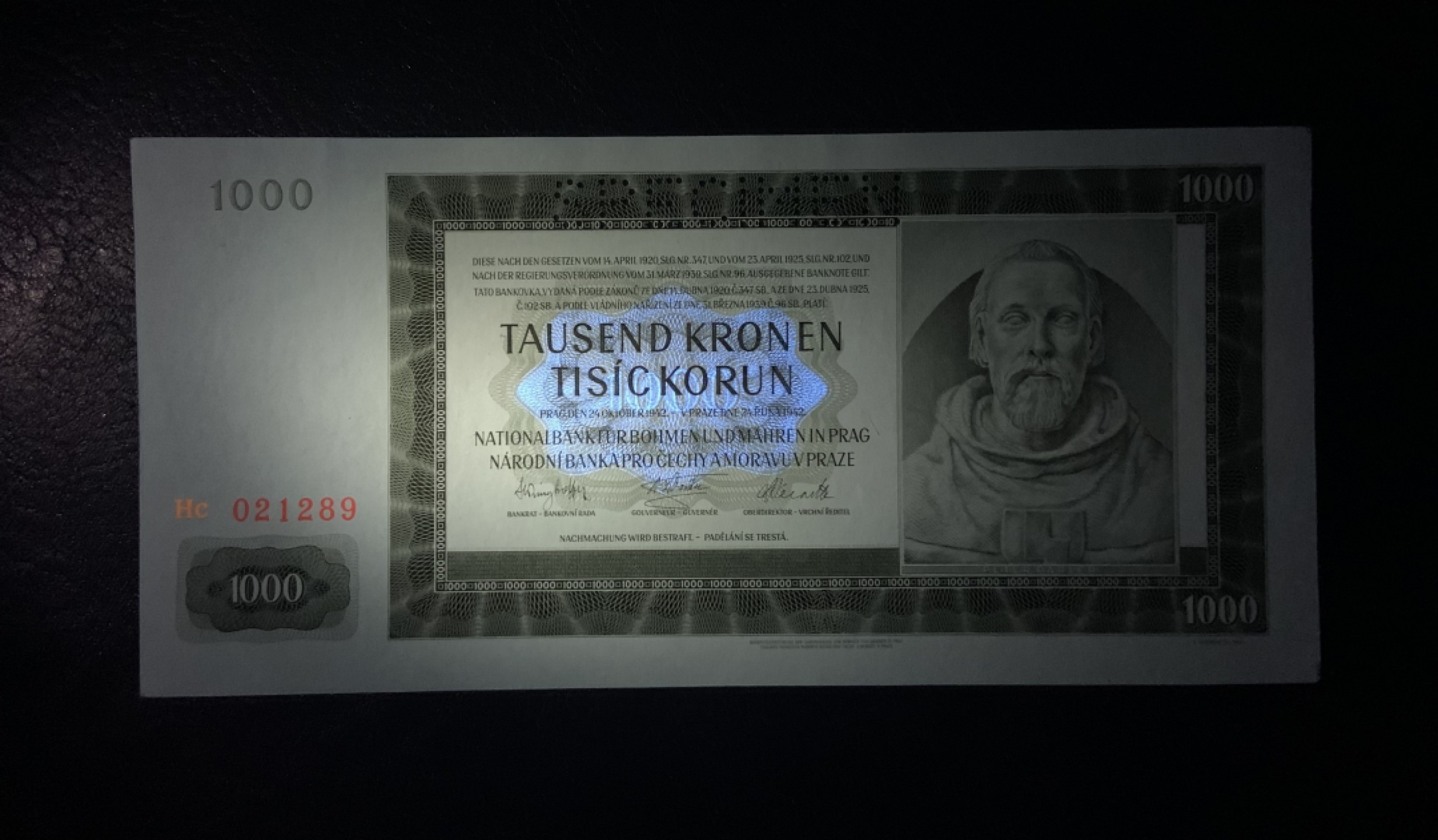 收藏联盟Quantum Auction 第184期拍卖(已更新) 波西米亚和摩拉维亚1942年1000克朗样票 品相全新UNC 建筑师彼得帕勒