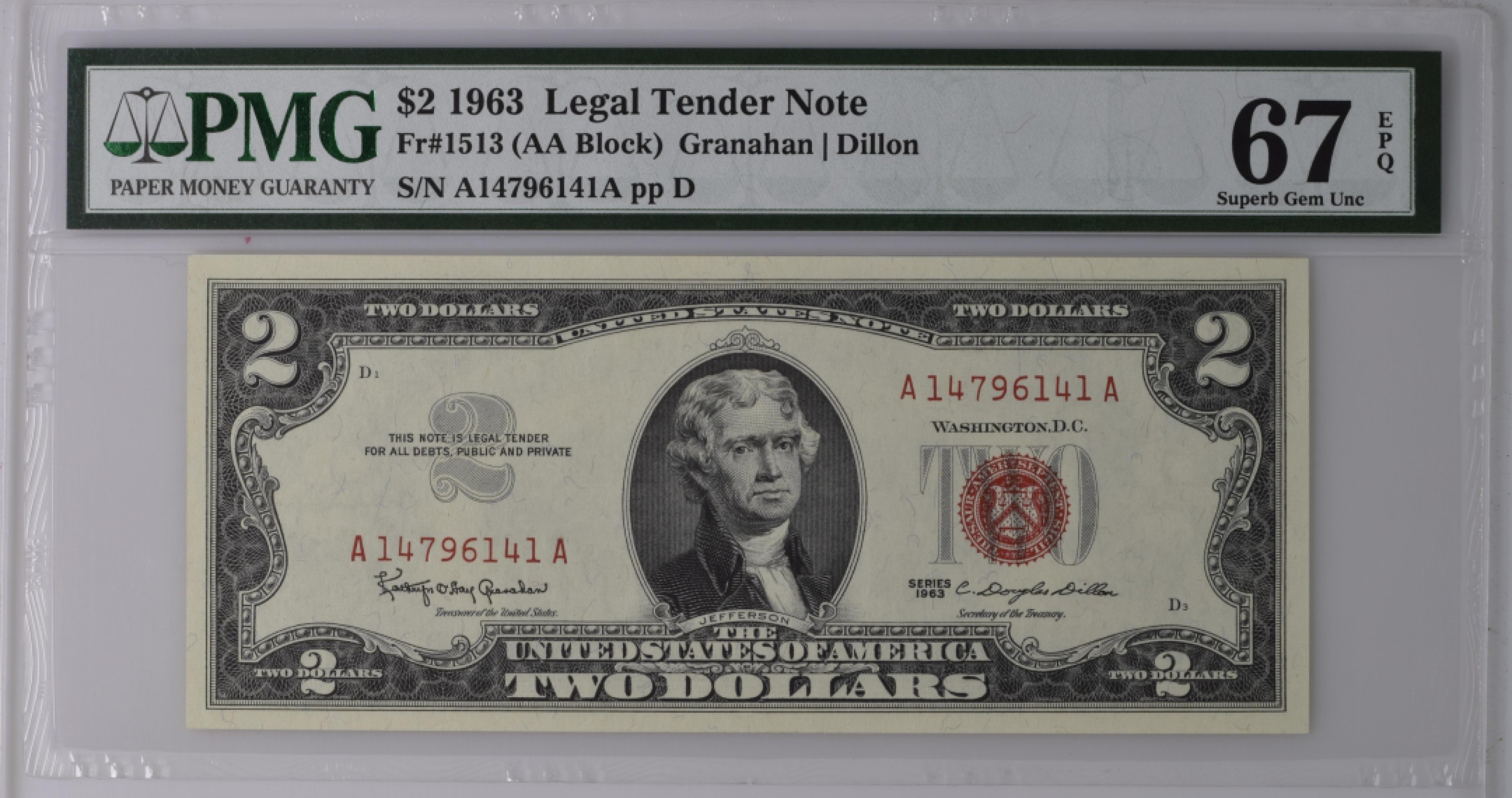 收藏联盟Quantum Auction 第184期拍卖(已更新) 美国1963年2美元 PMG67  AA冠