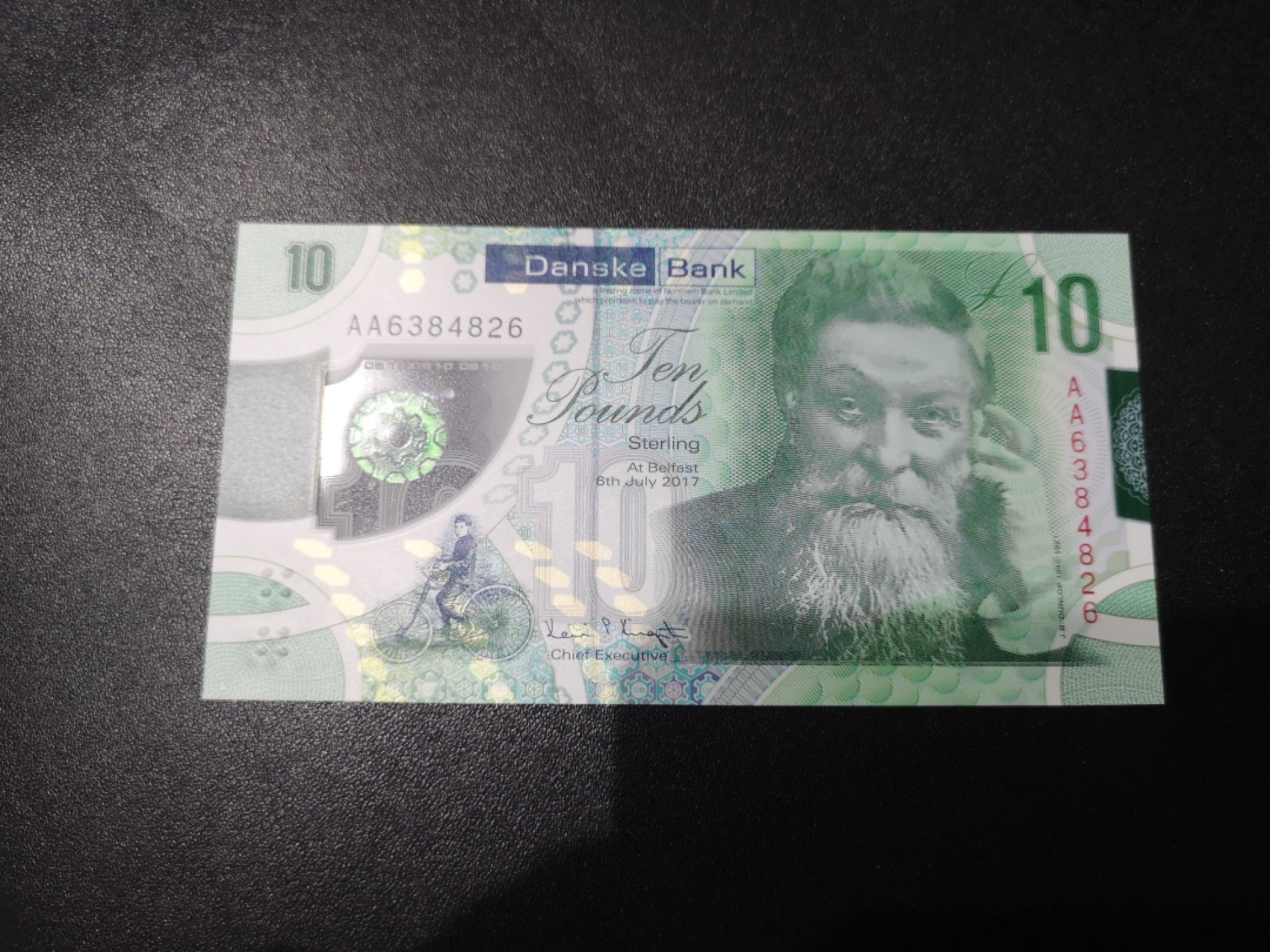 《外钞收藏家》第一百九十五期 2017年北爱尔兰丹斯克银行10镑 AA冠 全新UNC