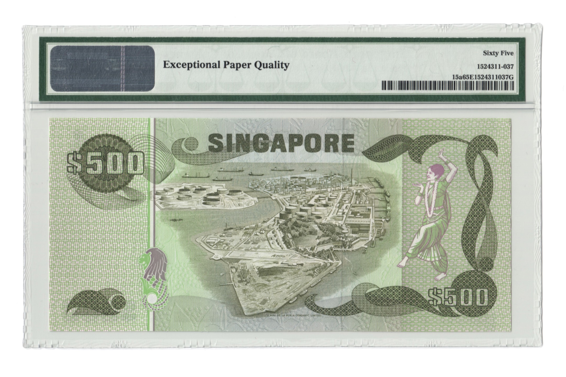 收藏联盟Quantum Auction 第184期拍卖(已更新) 新加坡1977年500元 PMG65 a版 号码无4 珍品稀少
