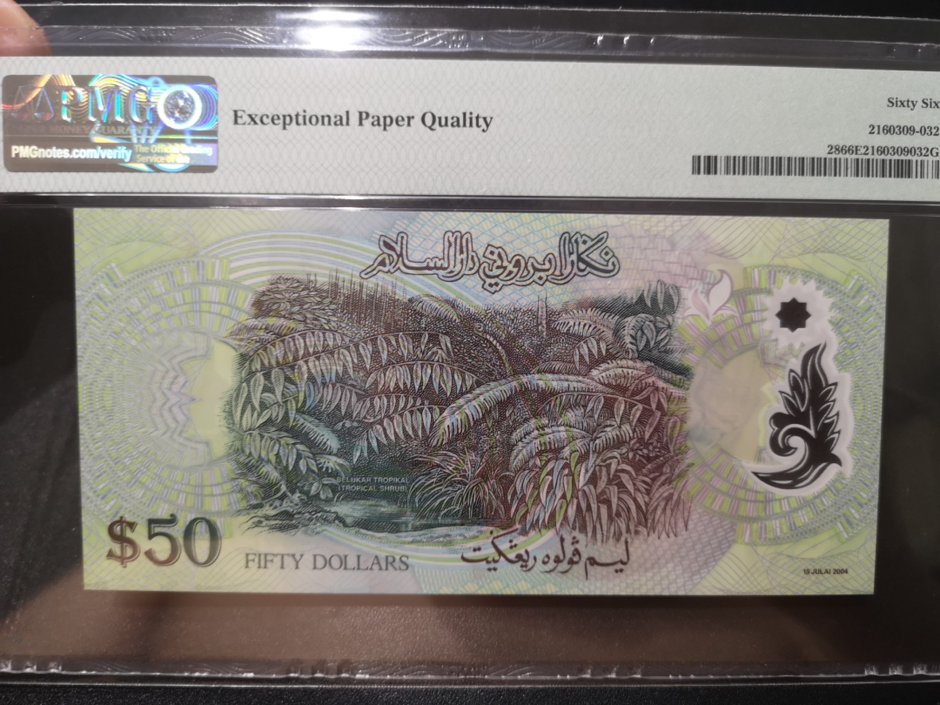 《外钞收藏家》第一百九十五期 2004年文莱50林吉特 PMG66