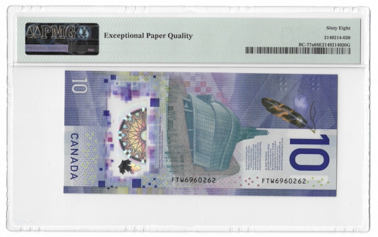 《外钞收藏家》第一百九十五期 2018年加拿大最新版10元 PMG68超高分 FTW 首发冠 无47