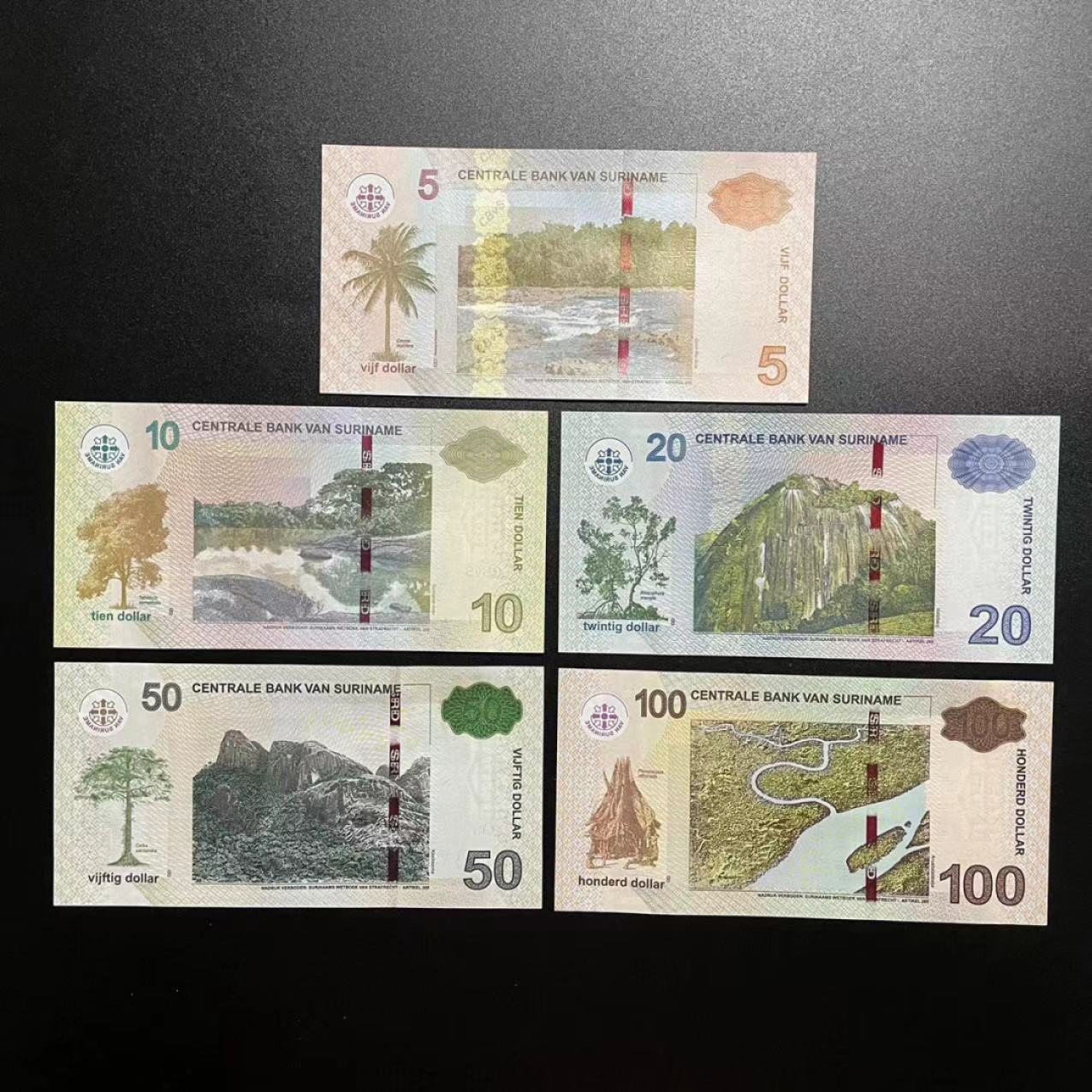 《外钞收藏家》第一百九十五期 2019年苏里南一套5张 全新UNC