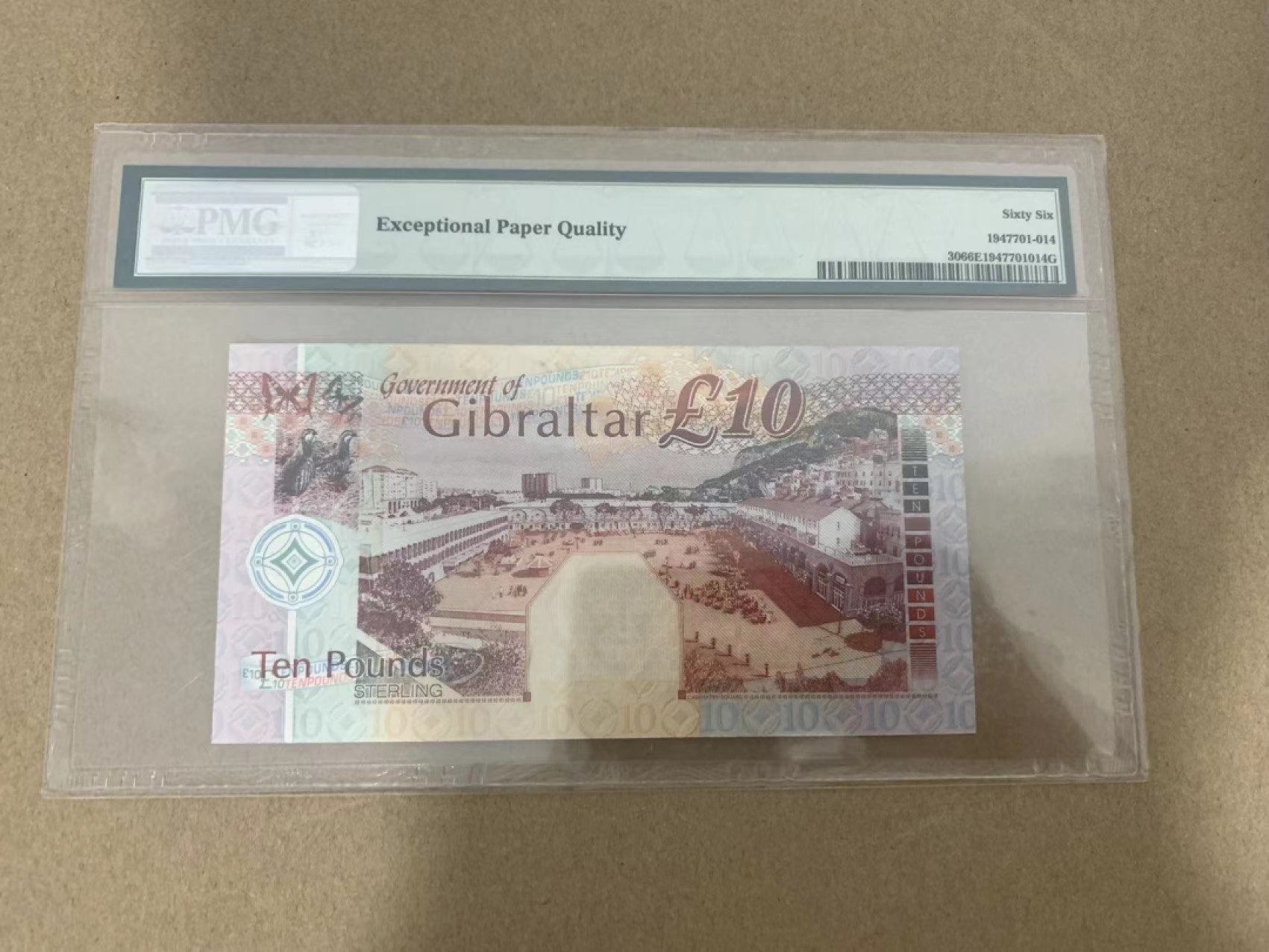 【Blue Auction】✨世界纸币精拍第214期 【精】 【666豹子号无47】直布罗陀 2002年10镑 PMG66EPQ 