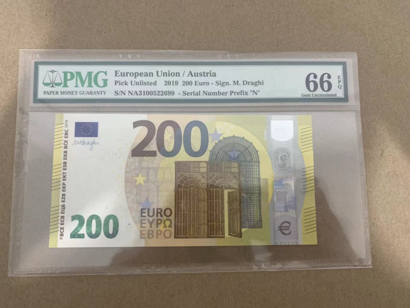 【Blue Auction】✨世界纸币精拍第214期 【精】 【无47】欧盟 2019年200欧元 PMG66EPQ 奥地利版