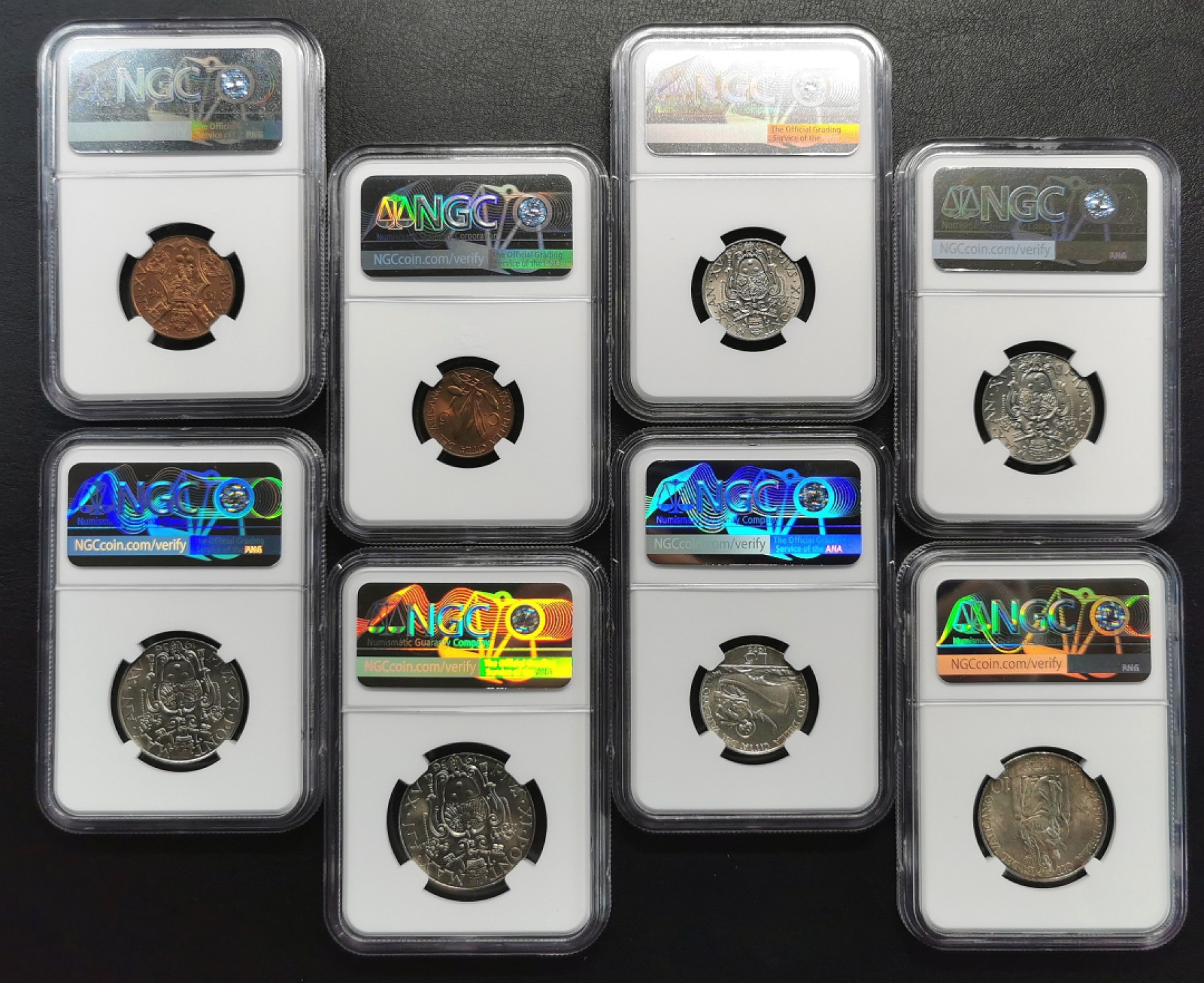 凡希社世界钱币微拍第二百零七期 1936梵蒂冈MINT SET八枚带两银NGC-MS62/65