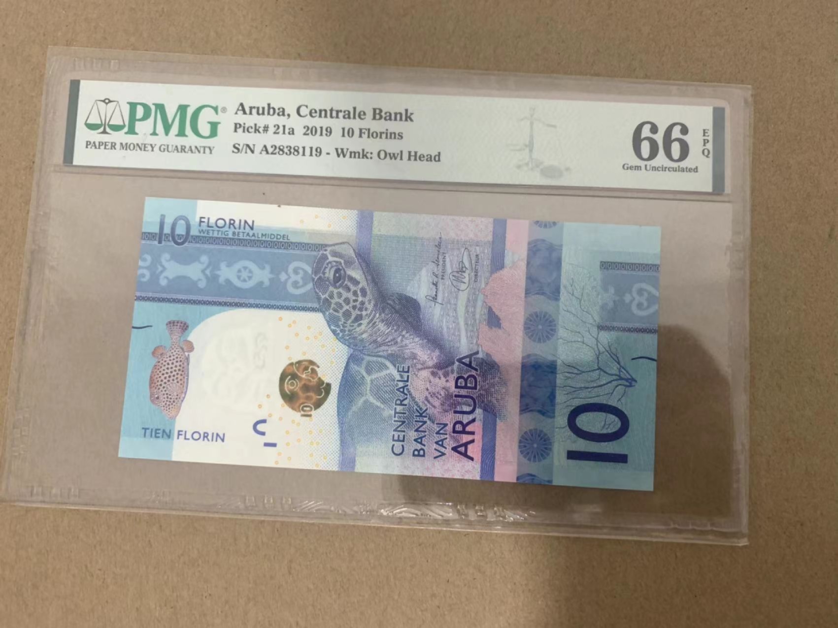 【Blue Auction】✨世界纸币精拍第214期 【精】 【无47】阿鲁巴 2019年10弗罗林 PMG66EPQ