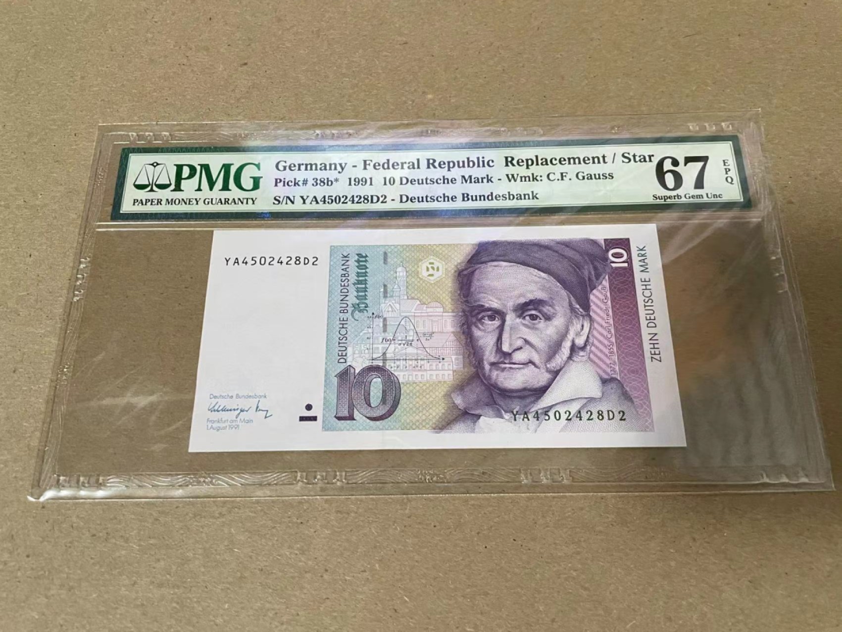 【Blue Auction】✨世界纸币精拍第214期 【精】 【补号】德国 1991年10马克 PMG67EPQ 