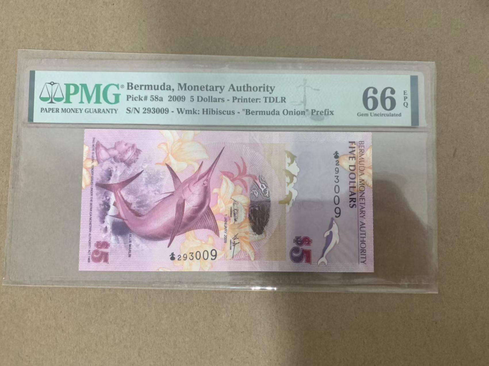 【Blue Auction】✨世界纸币精拍第214期 【精】 【洋葱冠无47】百慕大 2009年5元 PMG66EPQ 