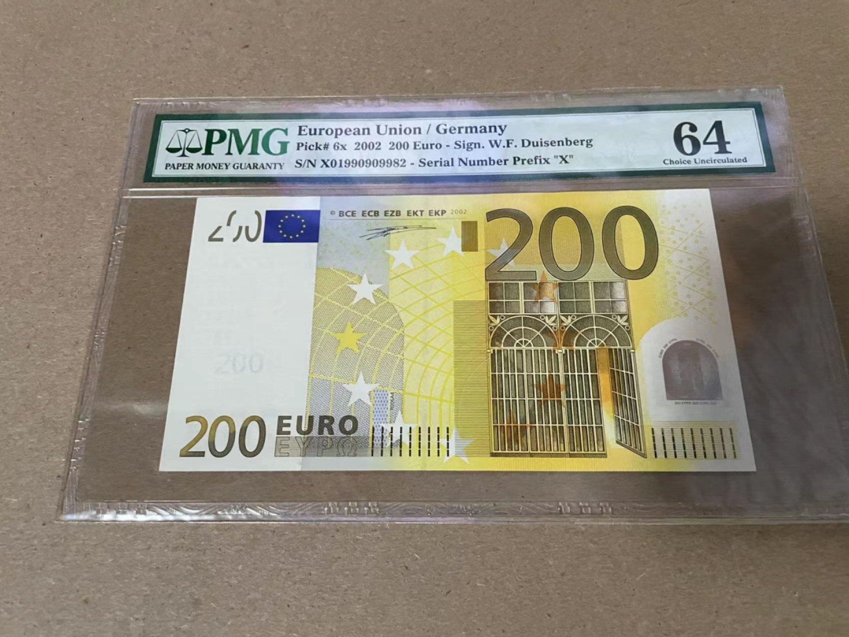 【Blue Auction】✨世界纸币精拍第214期 【精】 【无47】欧盟 首签 2002年200欧元 PMG64