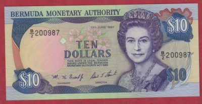 百慕大1997年10元 2/B冠 美洲纸币 实物如图 UNC - 百慕大1997年10元 2/B冠 美洲纸币 实物如图 UNC