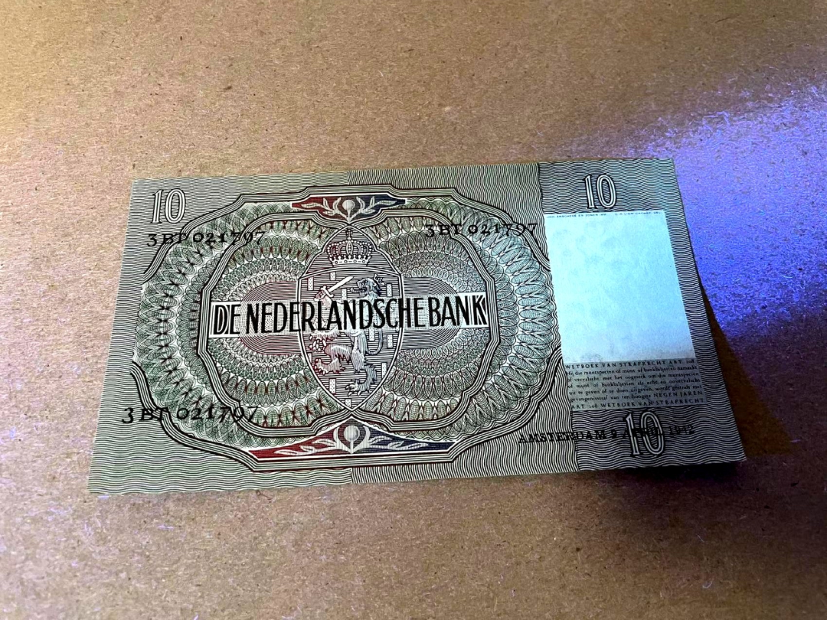 【Blue Auction】✨世界纸币精拍第214期 【精】 荷兰 1942年10盾 经典牧羊女 全新UNC  精美葡萄水印 灯下无斑 