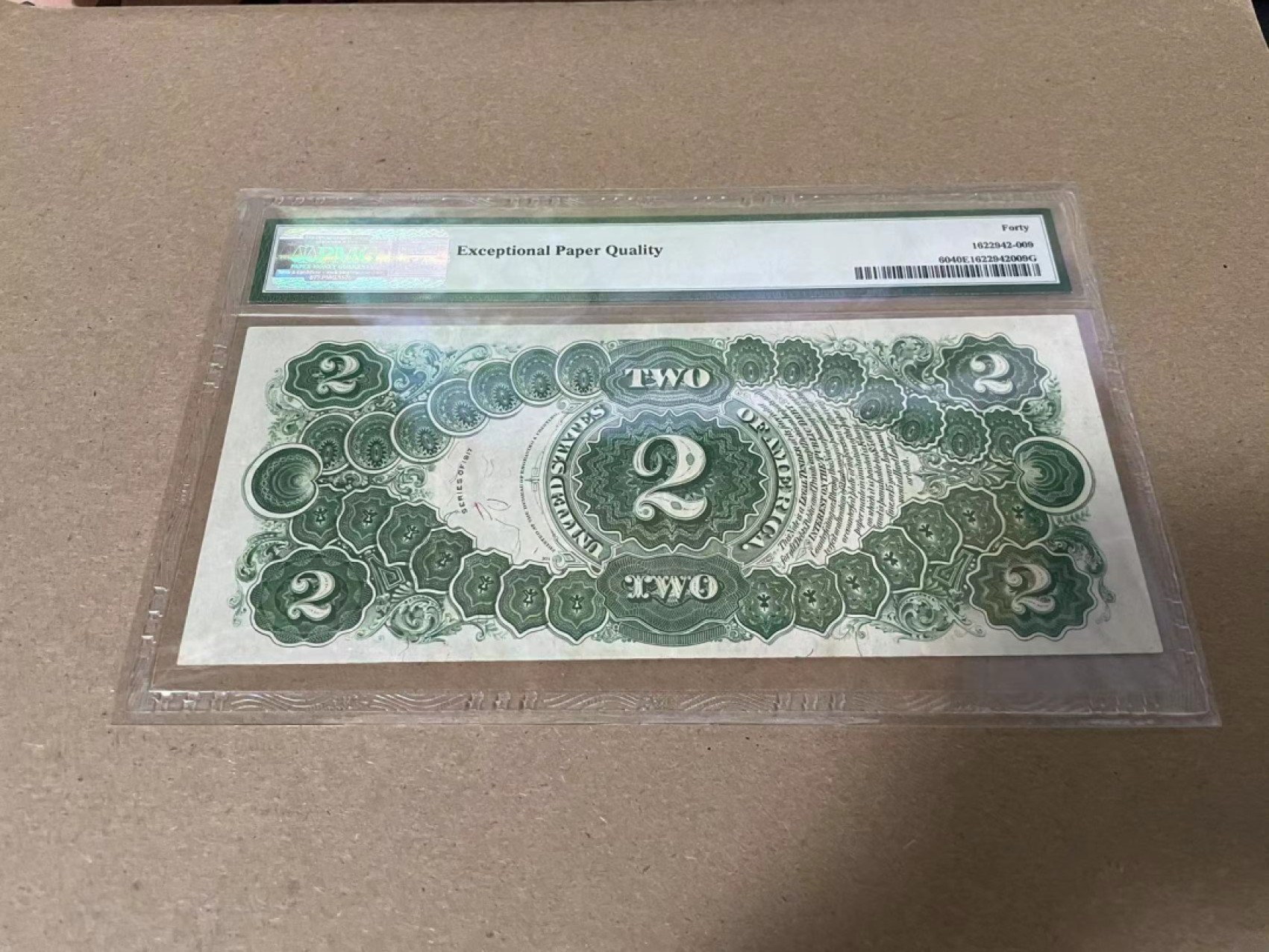 【Blue Auction】✨世界纸币精拍第214期 【精】 【无47】美国 1917年2美金 PMG40EPQ 原票 大票幅 双面雕刻