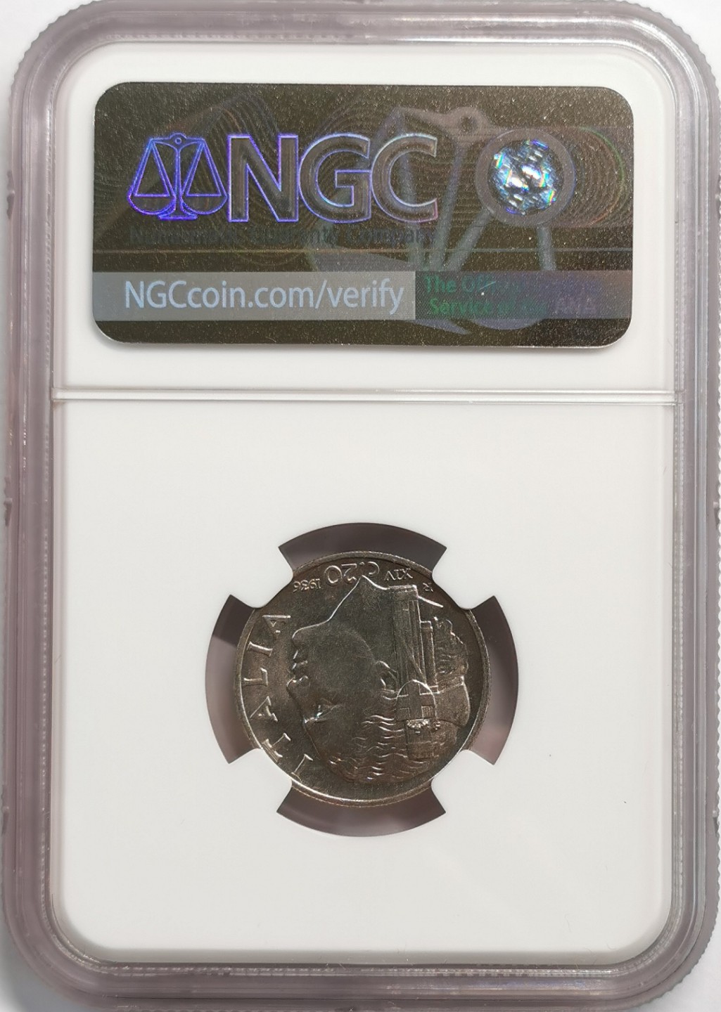 凡希社世界钱币微拍第二百零七期 荐！1936R意大利法西斯版20分镍币NGC-MS64稀有！