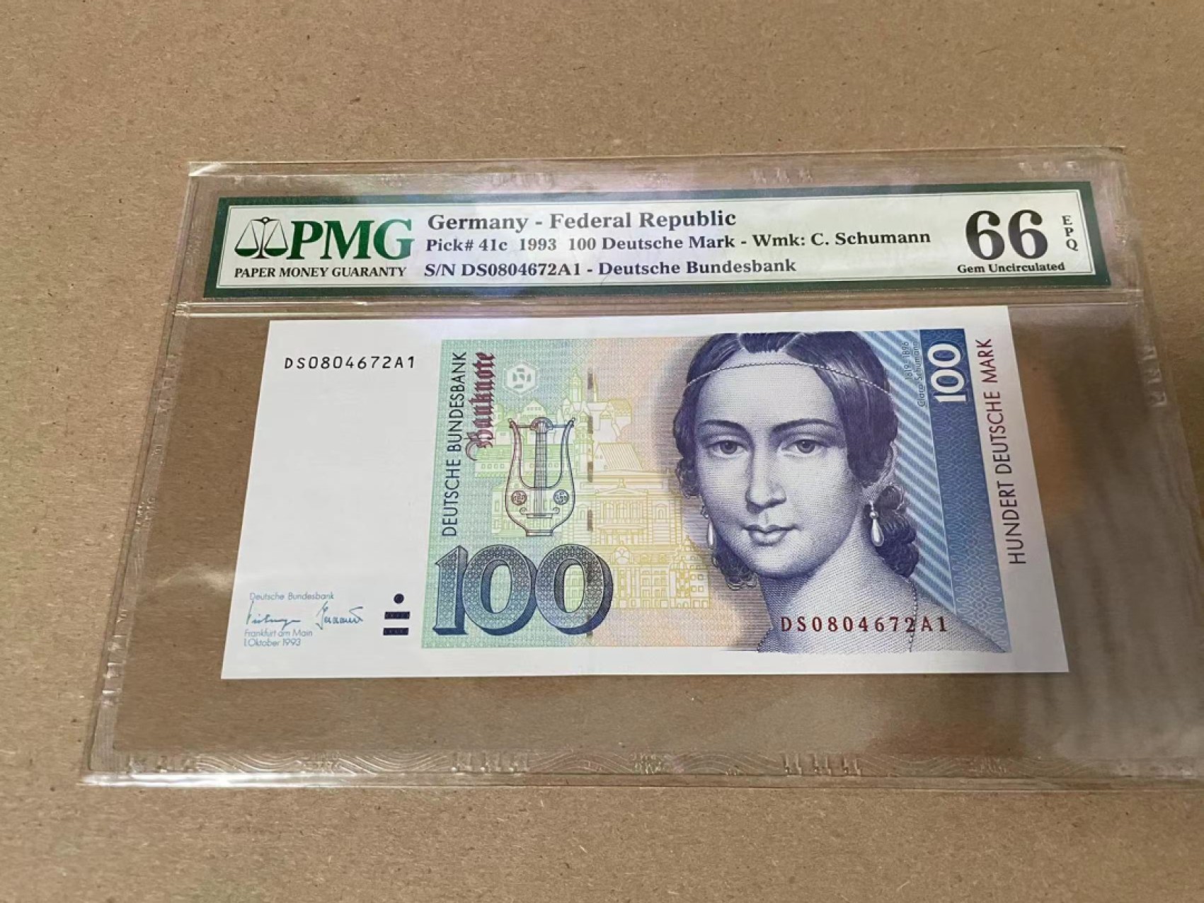 【Blue Auction】✨世界纸币精拍第214期 【精】 德国 1993年 100马克 PMG66EPQ 克拉拉