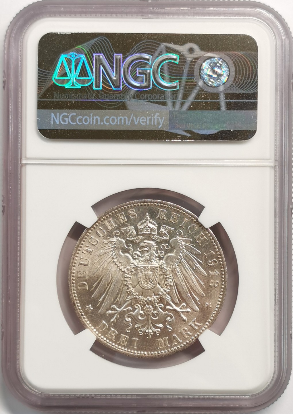 凡希社世界钱币微拍第二百零七期 1913萨克森3马克NGC-MS62