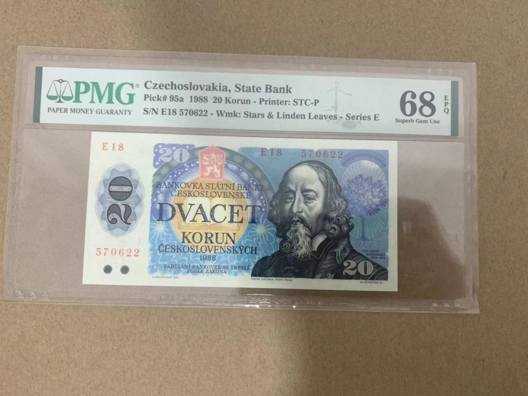 【Blue Auction】✨世界纸币精拍第214期 【精】 捷斯 1988年20克朗 PMG68EPQ 超高分