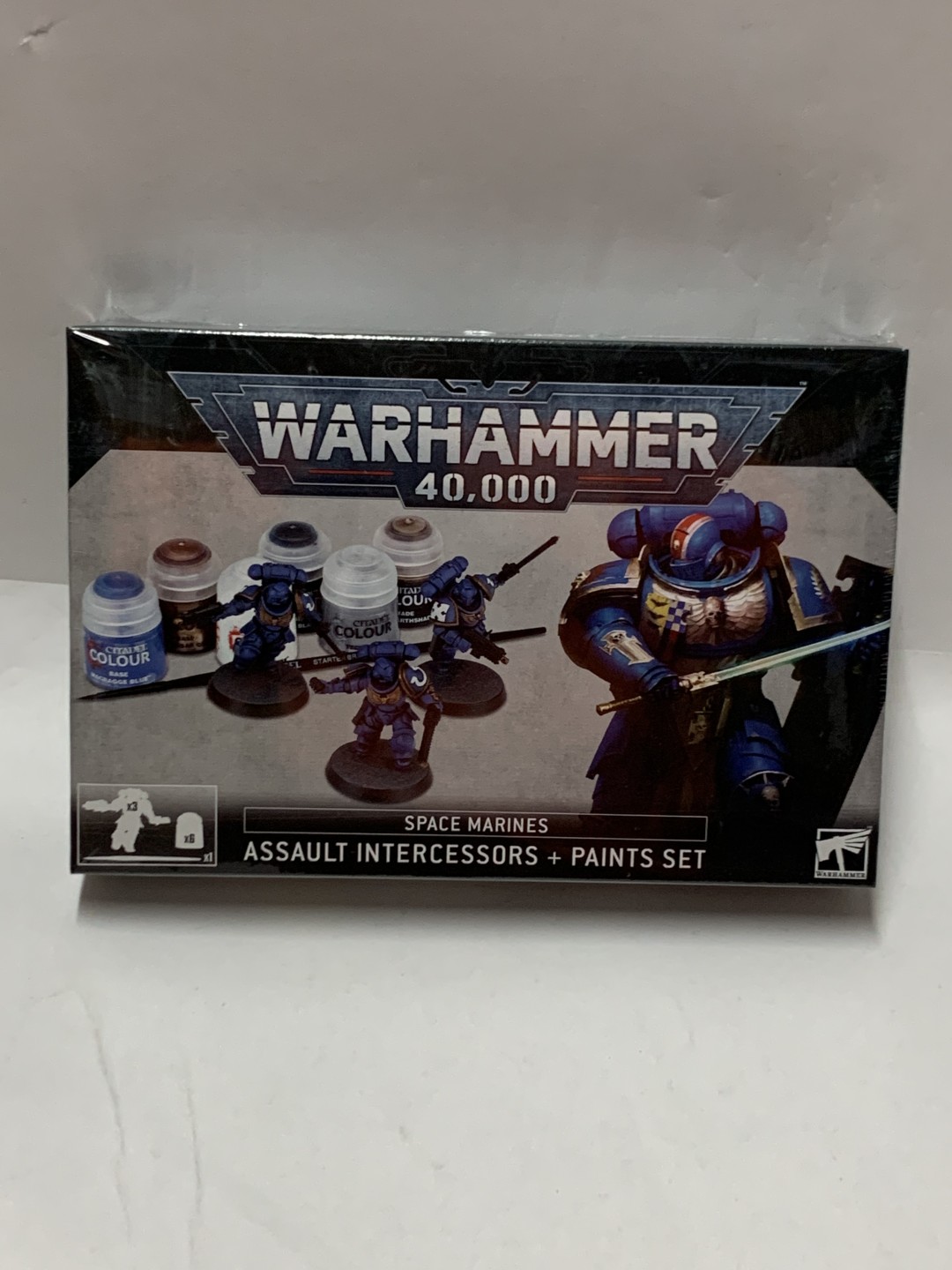 零元拍：战锤40k 九版 试涂包 漆包 星际战士版 入门 突击仲裁者涂装包 Warhammer ASSAULT INT + PAINTS+TRA全新未拆，英国原产。