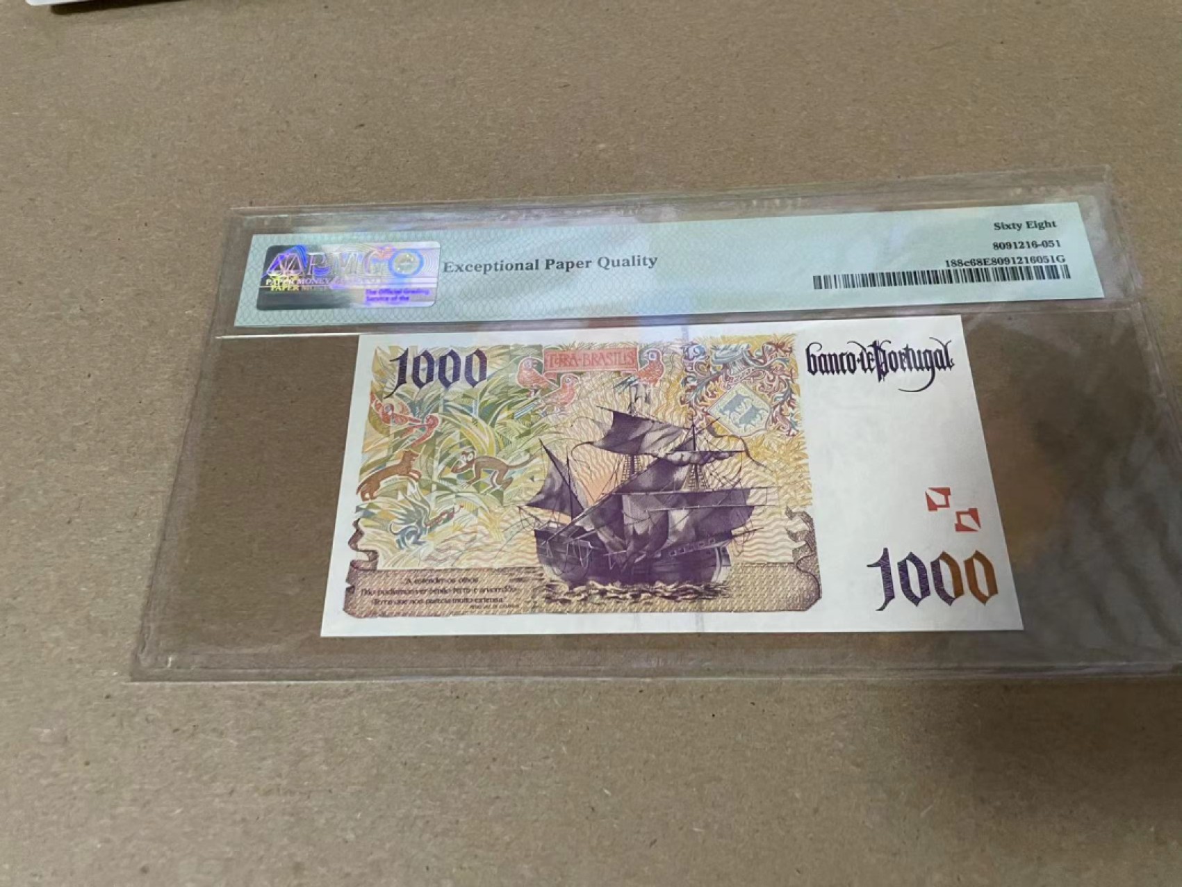 【Blue Auction】✨世界纸币精拍第214期 【精】 【无47】葡萄牙 1998年1000埃斯库多 PMG68EPQ 高分