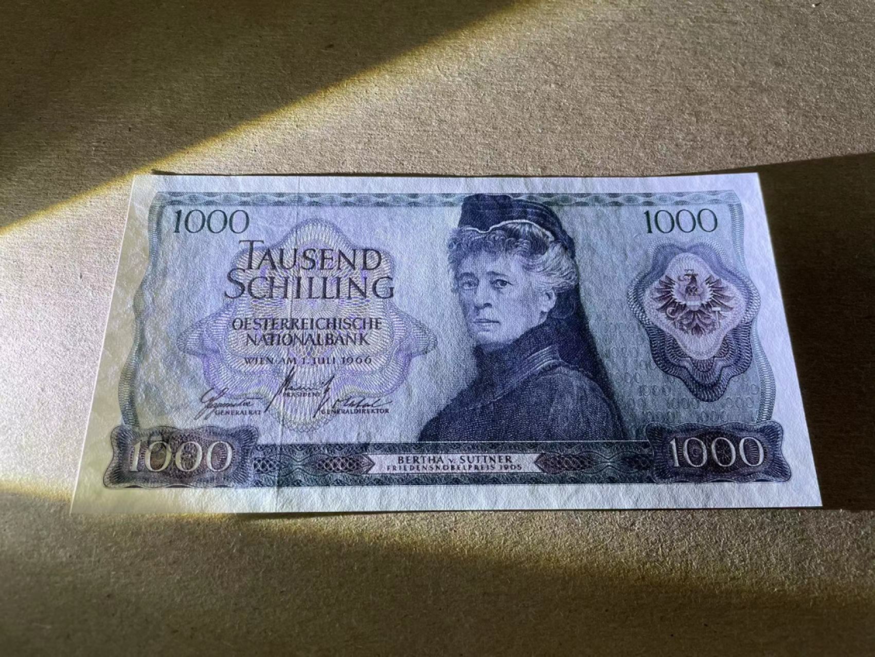 【Blue Auction】✨世界纸币精拍第214期 【精】 奥地利 1966年1000先令 苏特纳 全新UNC