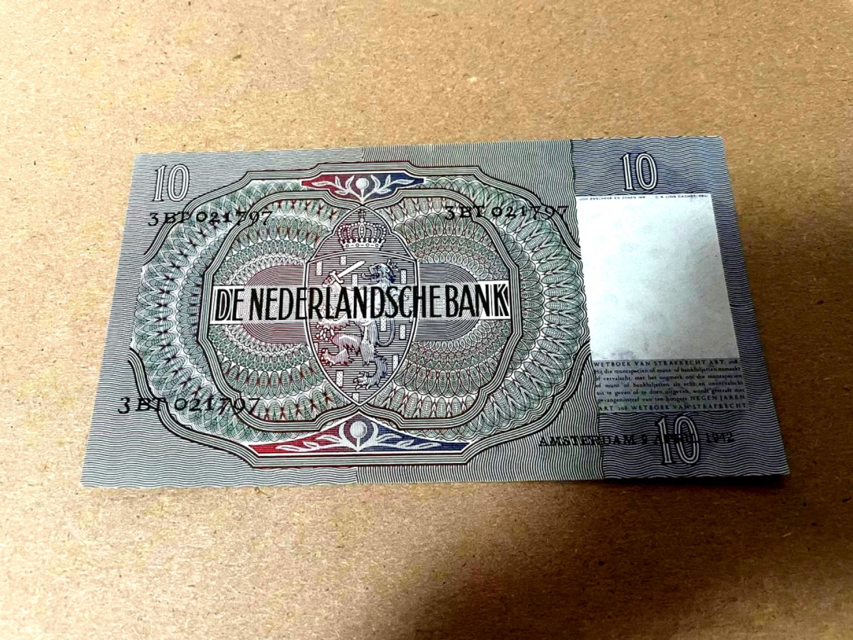 【Blue Auction】✨世界纸币精拍第214期 【精】 荷兰 1942年10盾 经典牧羊女 全新UNC  精美葡萄水印 灯下无斑 