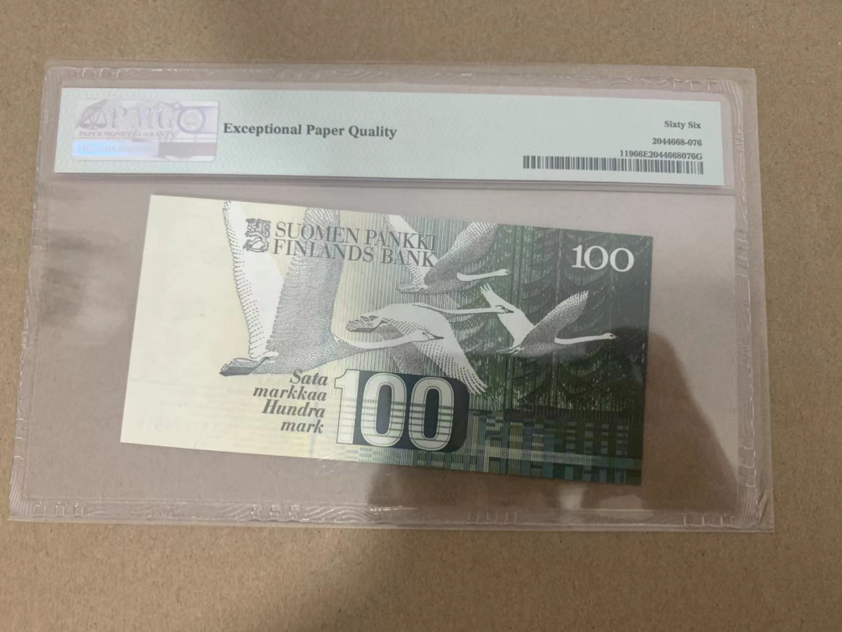 【Blue Auction】✨世界纸币精拍第214期 【精】 【无47】芬兰 1986年100马克 PMG66EPQ