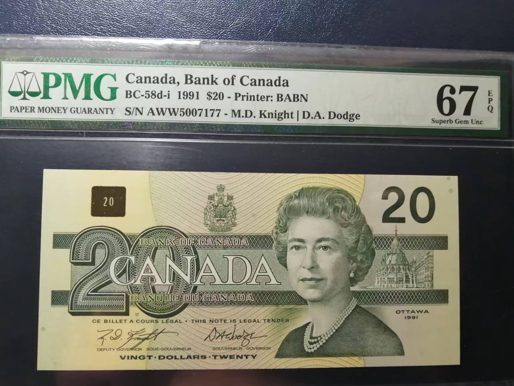 【Blue Auction】✨世界纸币精拍第214期 【精】 加拿大 1991年20元 PMG66EPQ