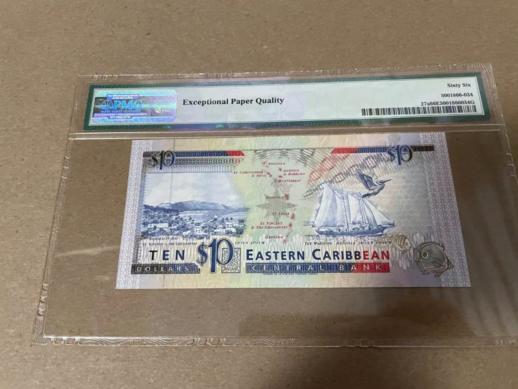 【Blue Auction】✨世界纸币精拍第214期 【精】 【AA冠】东加勒比 1993年10元 PMG66EPQ
